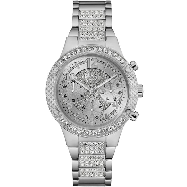 Guess Rockstar Silver Stainless Steel Silver Dial Chronograph Quartz Watch for Ladies - W0850L1