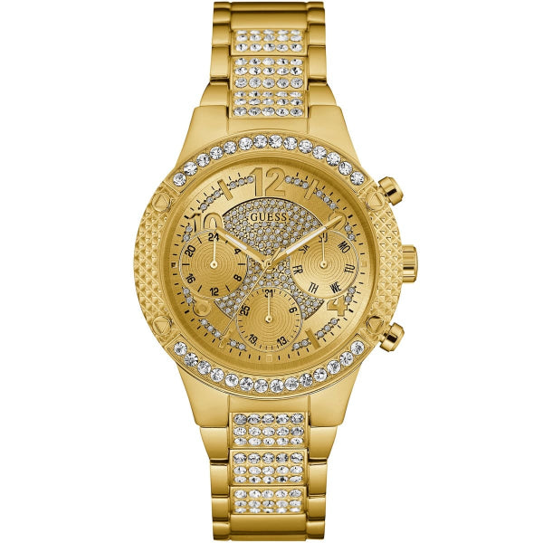 Guess Rockstar Gold Stainless Steel Gold Dial Chronograph Quartz Watch for Ladies - W0850L2