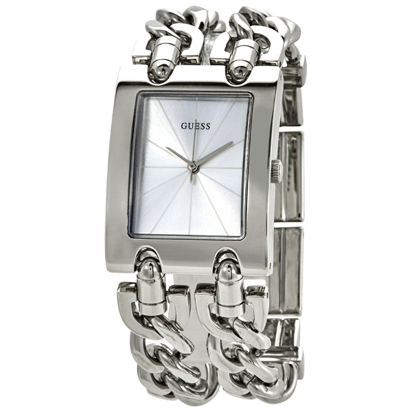 Guess Heavy Metal Silver Stainless Steel Silver Dial Quartz Watch for Ladies - W1117L1