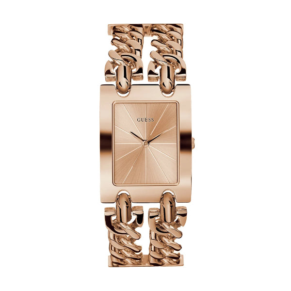 Guess Heavy Metal Rose Gold Stainless Steel Rose Gold Dial Quartz Watch for Ladies - W1117L3