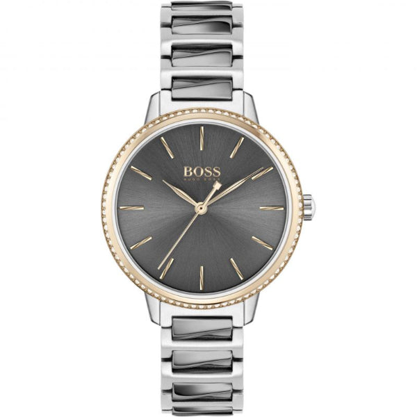 HUGO BOSS Signature Grey Stainless Steel Grey Dial Quartz Watch for Ladies - 1502569