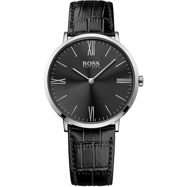 HUGO BOSS Jackson Black Leather Strap Black Dial Quartz Watch for Gents - 1513369