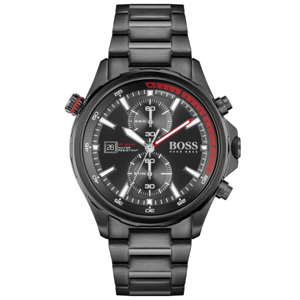 HUGO BOSS Globetrotter Black Stainless Steel Black Dial Chronograph Quartz Watch for Gents - 1513825
