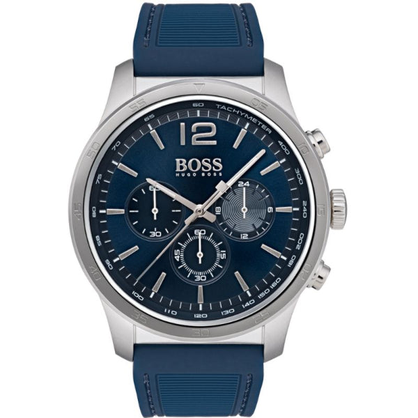 HUGO BOSS Professional Blue Silicone Strap Blue Dial Chronograph Quartz Watch for Gents - HUGO BOSS 1513526