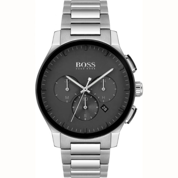 HUGO BOSS Peak Silver Stainless Steel Black Dial Chronograph Quartz Watch for Gents - HUGO BOSS 1513762