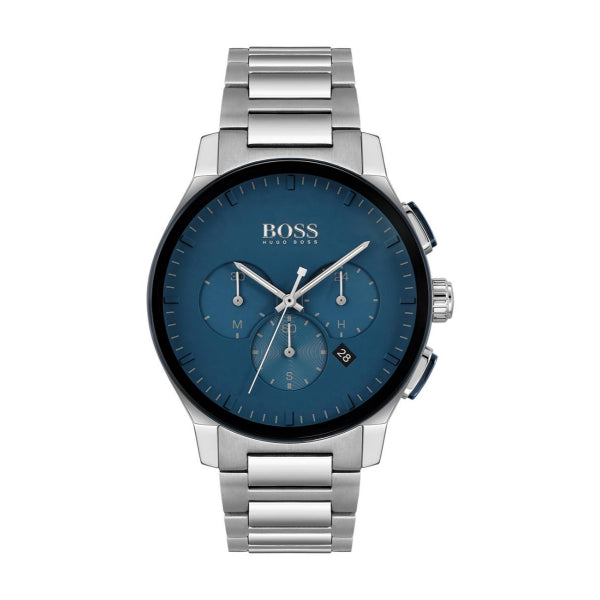 HUGO BOSS Peak Silver Stainless Steel Blue Dial Chronograph Quartz Watch for Gents - HUGO BOSS 1513763