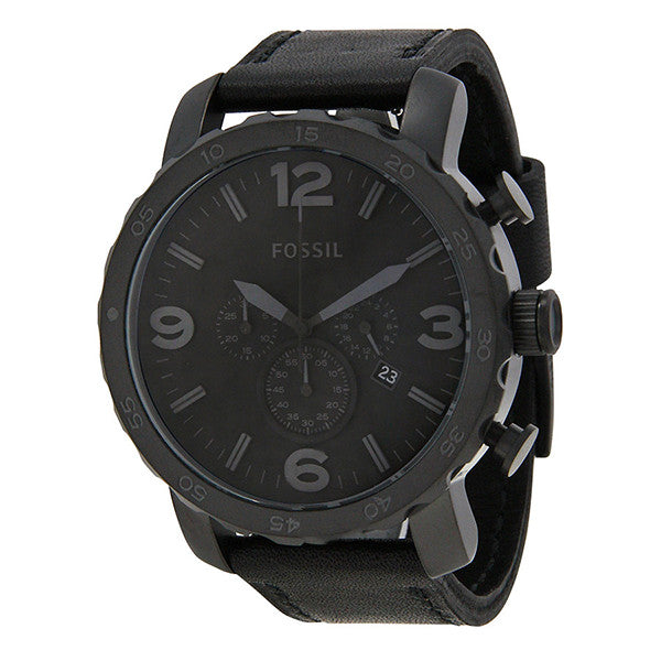 Fossil Nate Black Stainless Steel Black Dial Chronograph Quartz Watch for Gents - JR1354