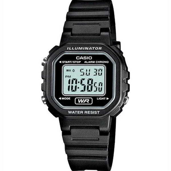 Casio Illuminator Black Silicone Strap Grey Dial Quartz Watch for Ladies - LA-20WH-1ADF