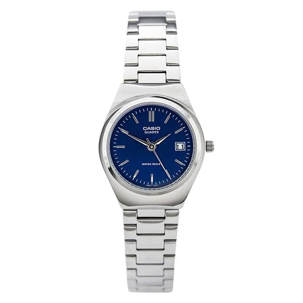 Casio Silver Stainless Steel Blue Dial Quartz Watch for Ladies - LTP-1170A-2A RDF