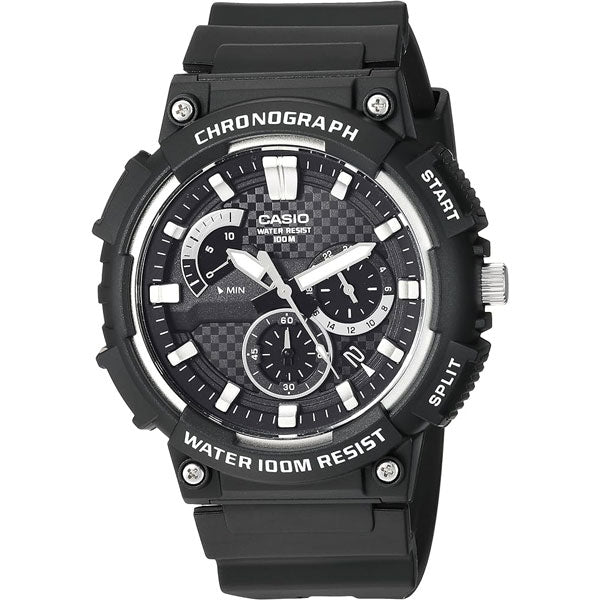 Casio Black Silicone Strap Black Dial Chronograph Quartz Watch for Gents - MCW-200H-1A2VDF