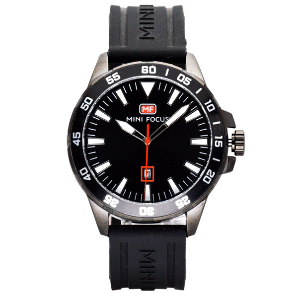 Mini Focus Black Silicone Strap Strap Black Dial Quartz Watch for Gents - MF0020G-04