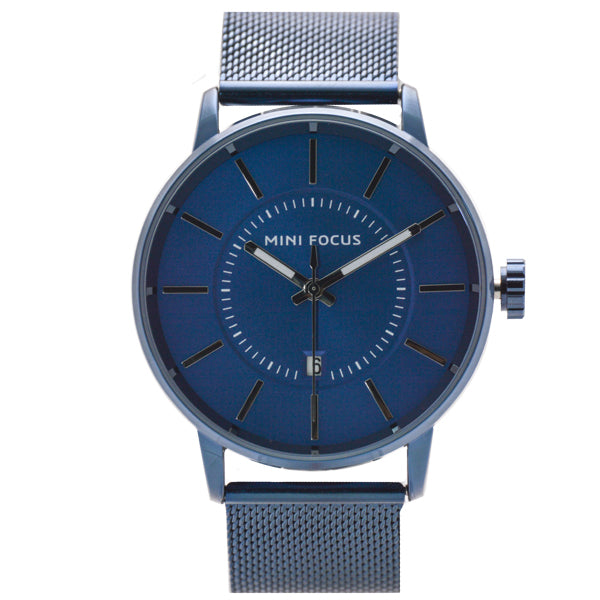 Mini Focus Blue Mesh Bracelet Blue Dial Quartz Watch for Gents - MF0034G-02