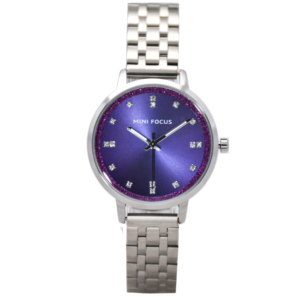 Mini Focus Silver Stainless Steel Purple Dial Quartz Watch for Ladies - MF0047L-04