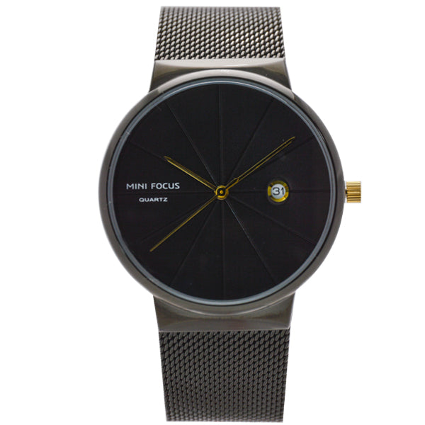 Mini Focus Black Mesh Bracelet Black Dial Quartz Watch for Gents - MF0176G-03