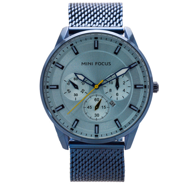 Mini Focus Blue Mesh Bracelet Light Blue Dial Quartz Watch for Gents - MF0178G-03