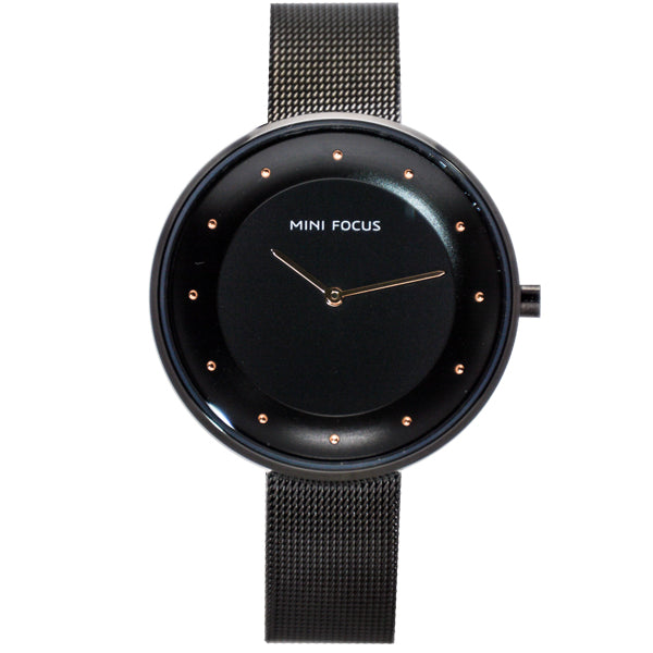 Mini Focus Black Mesh Bracelet Black Dial Quartz Watch for Ladies - MF0179L-04