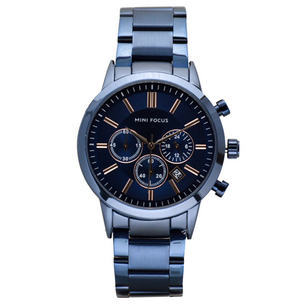 Mini Focus Blue Stainless Steel Blue Dial Chronograph Quartz Watch for Gents - MF0188G-04