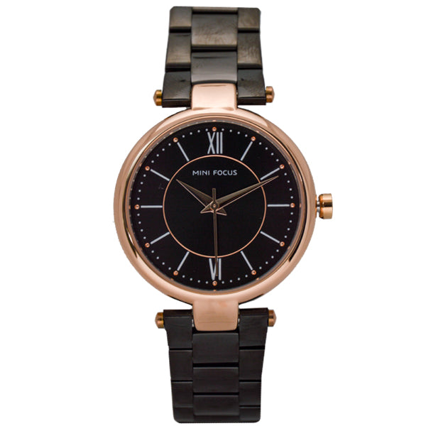 Mini Focus Black Stainless Steel Black Dial Quartz Watch for Ladies - MF0189L-03