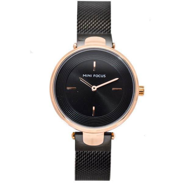 Mini Focus Black Mesh Bracelet Black Dial Quartz Watch for Ladies - MF0195L-03