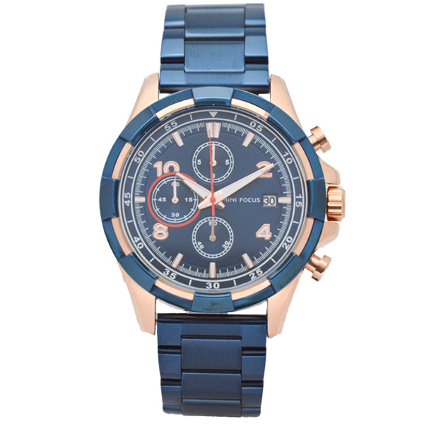Mini Focus Blue Stainless Steel Blue Dial Chronograph Quartz Watch for Gents - MF0198G-01