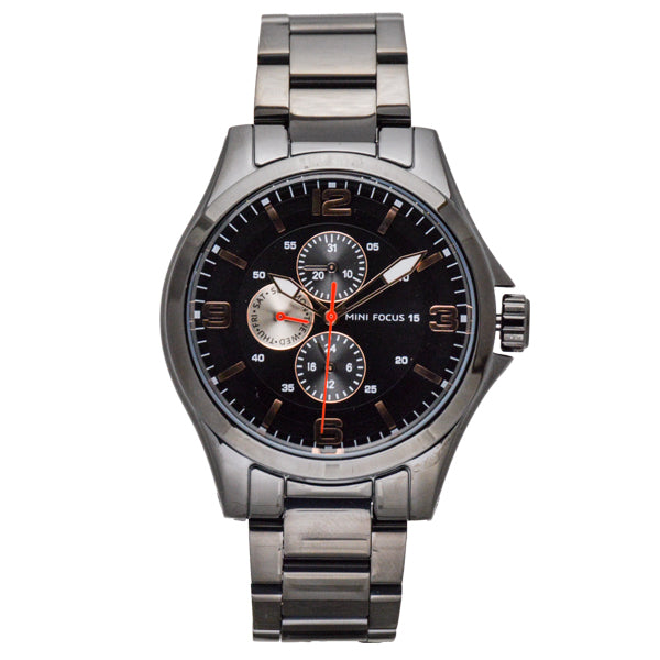 Mini Focus Black Stainless Steel Black Dial Quartz Watch for Gents - MF0199G-03