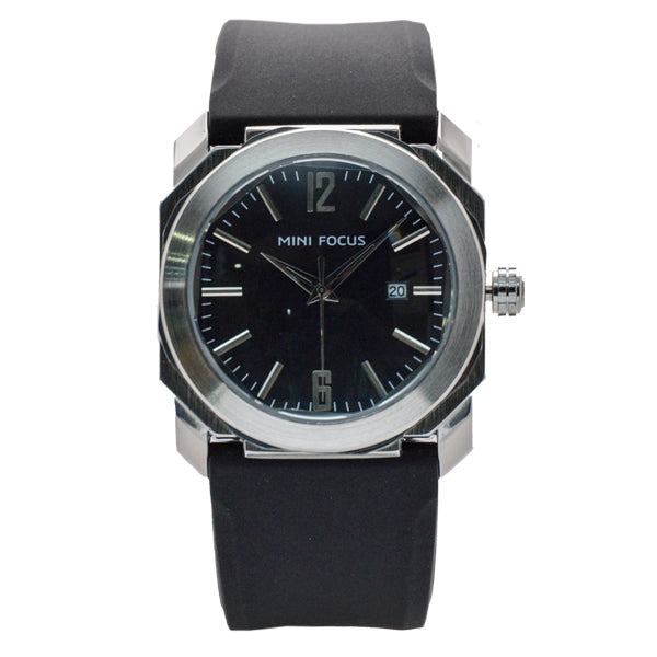 Mini Focus Black Silicone Strap Strap Black Dial Quartz Watch for Gents - MF0248G-01