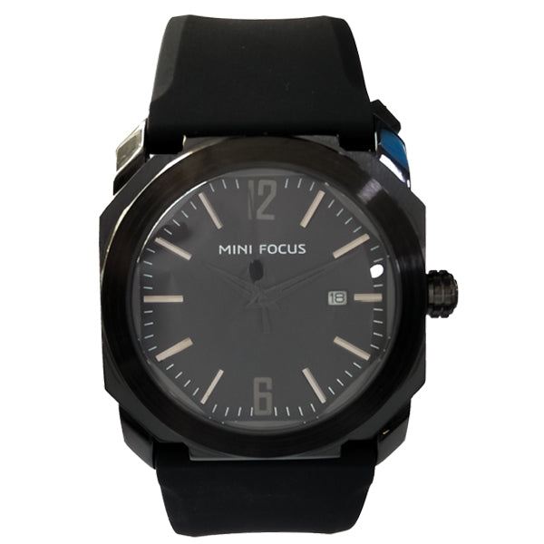 Mini Focus Black Silicone Strap Strap Black Dial Quartz Watch for Gents - MF0248G-03