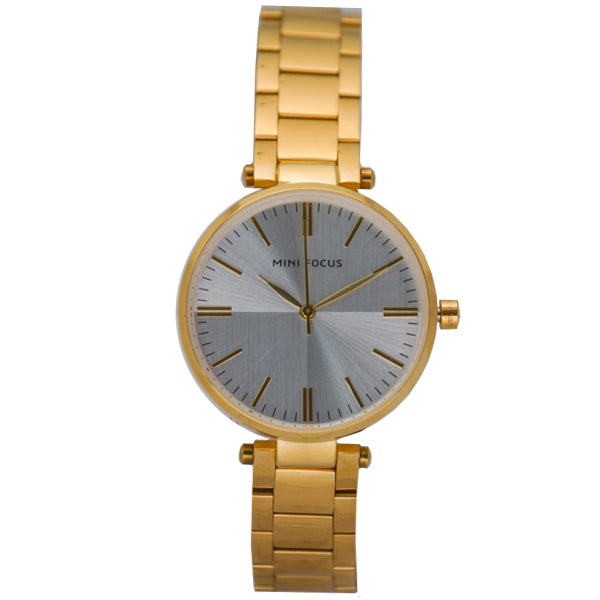 Mini Focus Gold Stainless Steel Silver Dial Quartz Watch for Ladies - MF0265L-01