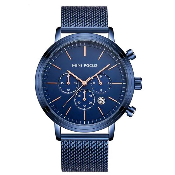 Mini Focus Blue Mesh Bracelet Blue Dial Chronograph Quartz Watch for Gents - MF0297G-03