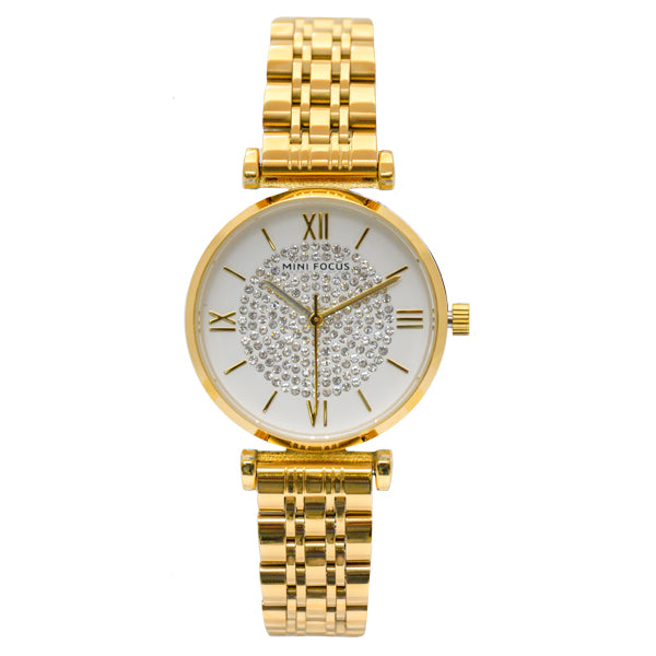 Mini Focus Gold Stainless Steel Gold Dial Quartz Watch for Ladies - MF0334L-02