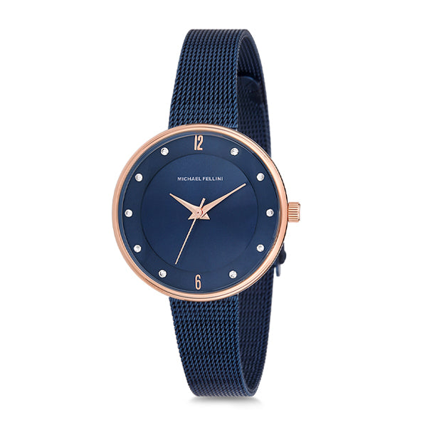 Michael Fellini Blue Mesh Bracelet Blue Dial Quartz Watch for Ladies - MF1130-5
