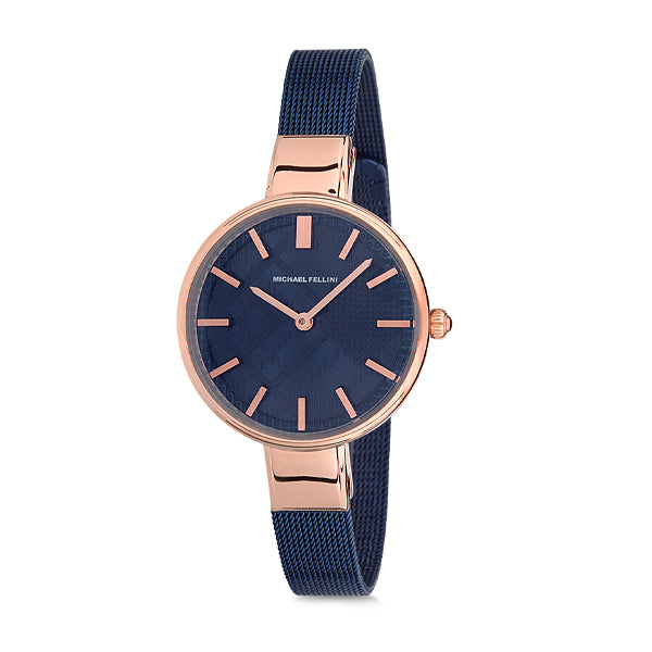 Michael Fellini Blue Mesh Bracelet Blue Dial Quartz Watch for Ladies - MF1132-4