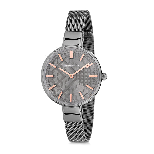 Michael Fellini Grey Mesh Bracelet Grey Dial Quartz Watch for Ladies - MF1132-5