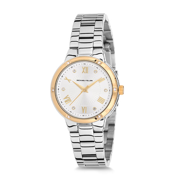 Michael Fellini Silver Stainless Steel Silver Dial Quartz Watch for Ladies - MF1134-3