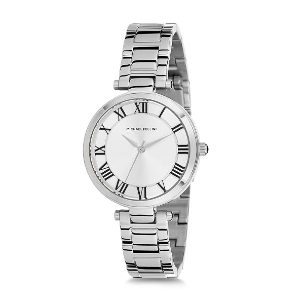 Michael Fellini Silver Stainless Steel Silver Dial Quartz Watch for Ladies - MF1136-1