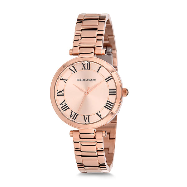 Michael Fellini Rose Gold Stainless Steel Rose Gold Dial Quartz Watch for Ladies - MF1136-4
