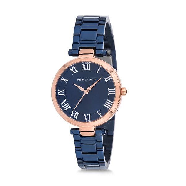 Michael Fellini Blue Stainless Steel Blue Dial Quartz Watch for Ladies - MF1136-6