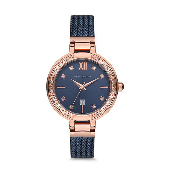 Michael Fellini Blue Mesh Bracelet Blue Dial Quartz Watch for Ladies - MF1139-4