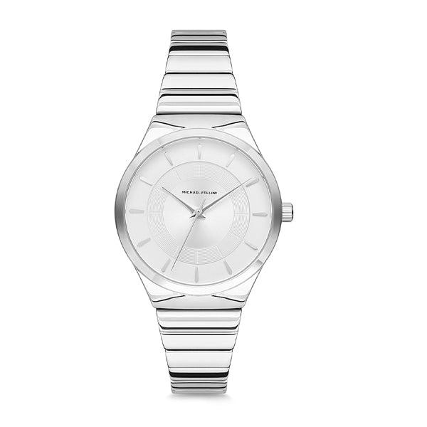 Michael Fellini Silver Stainless Steel Silver Dial Quartz Watch for Ladies - MF1140-1