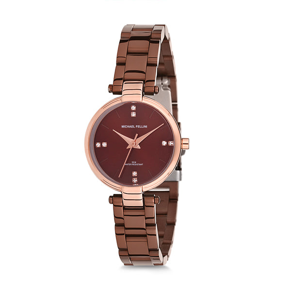 Michael Fellini Brown Stainless Steel Brown Dial Quartz Watch for Ladies - MF2106-4
