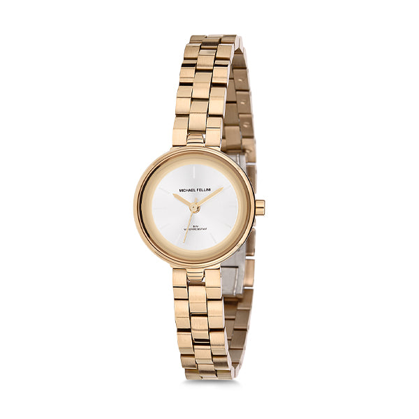 Michael Fellini Gold Stainless Steel Silver Dial Quartz Watch for Ladies - MF2111-2
