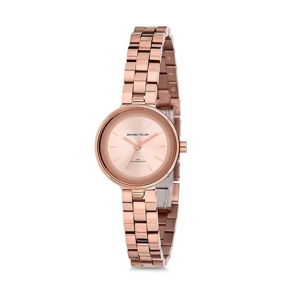 Michael Fellini Rose Gold Stainless Steel Rose Gold Dial Quartz Watch for Ladies - MF2111-3