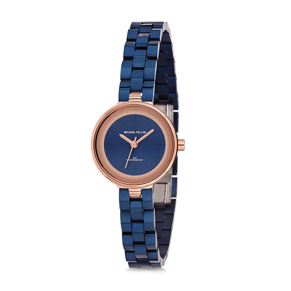 Michael Fellini Blue Stainless Steel Blue Dial Quartz Watch for Ladies - MF2111-4