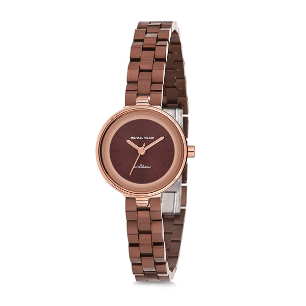 Michael Fellini Brown Stainless Steel Brown Dial Quartz Watch for Ladies - MF2111-5