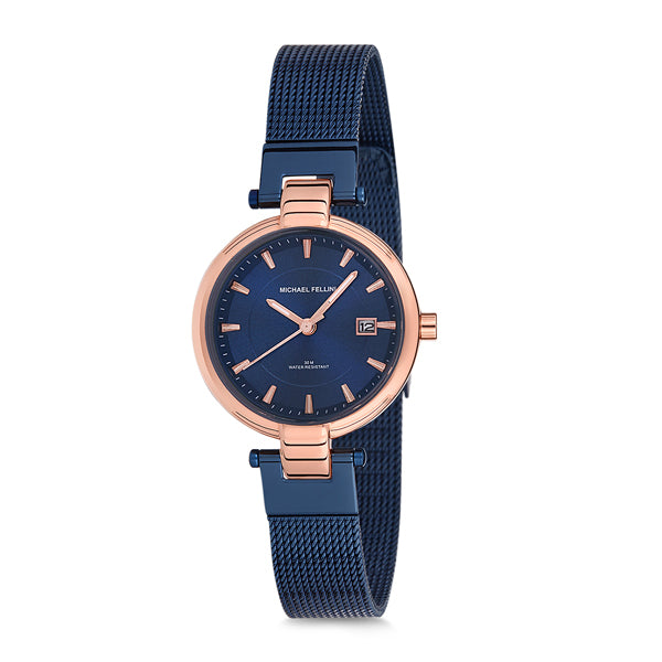 Michael Fellini Blue Mesh Bracelet Blue Dial Quartz Watch for Ladies - MF2117-4