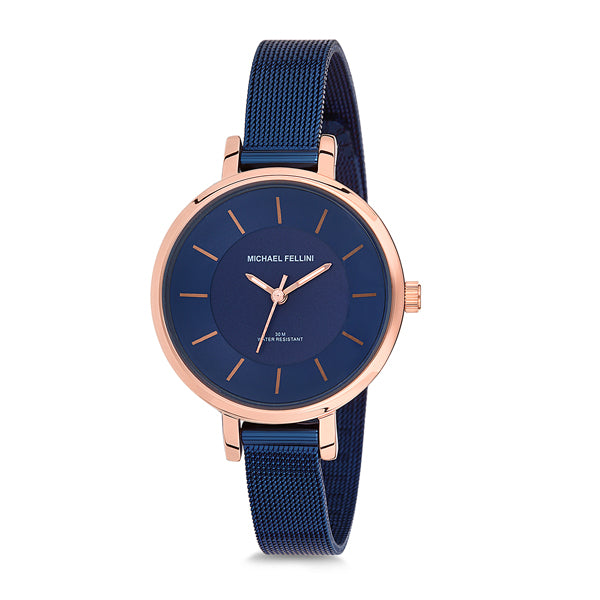 Michael Fellini Blue Mesh Bracelet Blue Dial Quartz Watch for Ladies - MF2118-5