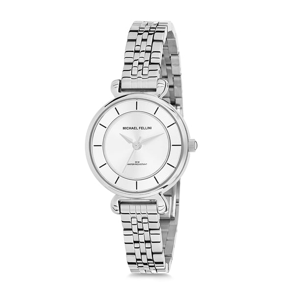 Michael Fellini Silver Stainless Steel Silver Dial Quartz Watch for Ladies - MF2123-1