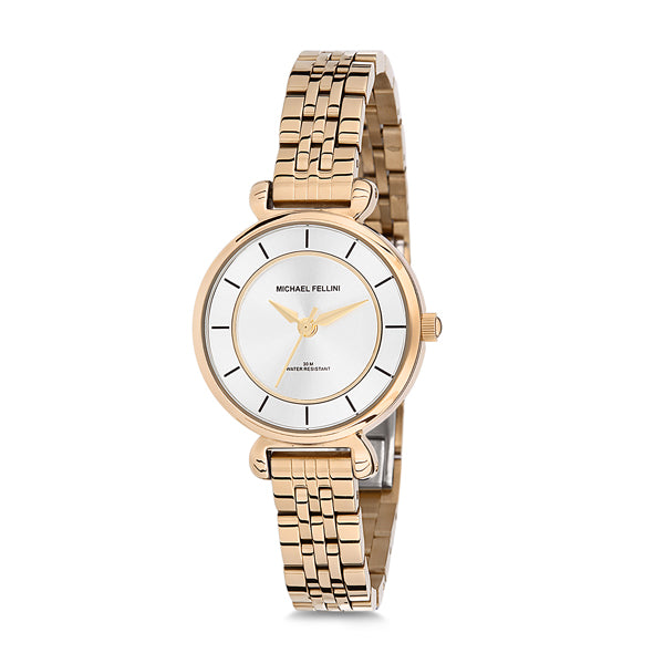 Michael Fellini Gold Stainless Steel Silver Dial Quartz Watch for Ladies - MF2123-2