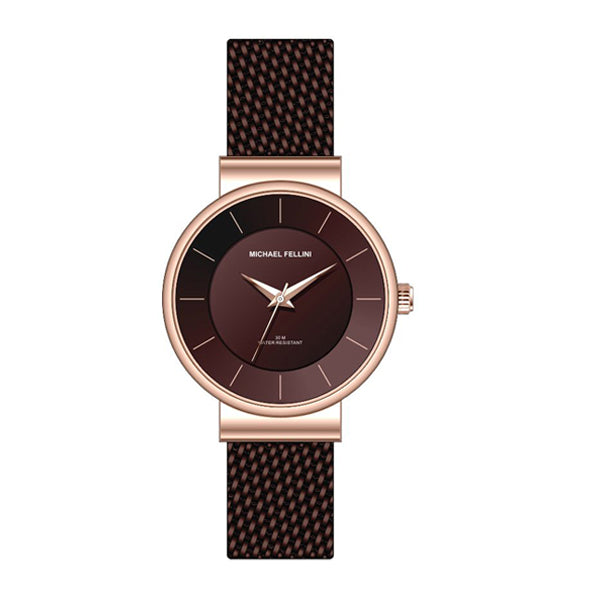 Michael Fellini Purple Mesh Bracelet Purple Dial Quartz Watch for Ladies - MF2128-7