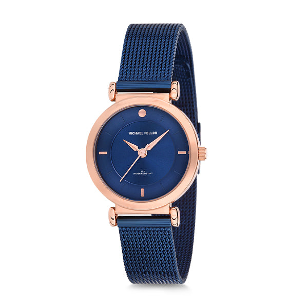 Michael Fellini Blue Mesh Bracelet Blue Dial Quartz Watch for Ladies - MF2130-4